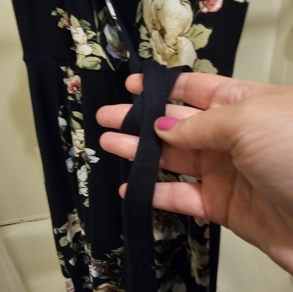 A. Byer Blue and Pink Flutter Sleeve Wrap Sundress - Picture 5 of 5